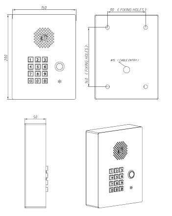 Safety SIP Call Box With Metal Keypad , Rugged SIP Door Phone For Clean ...
