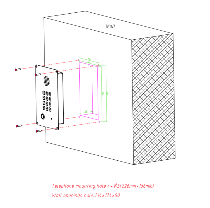 Flush Mounted Wireless Door Intercom Hands Free SIP Telephone For Clean ...