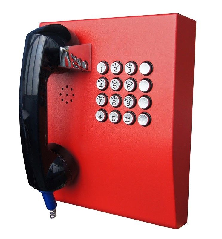 Red Analogue Vandal Resistant Telephone For Public Kiosk / Police Stations