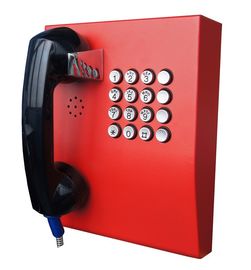 Red Analogue Vandal Resistant Telephone For Public Kiosk / Police Stations