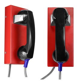 Auto Dial Reliable Red Analog Wall Phone With Black Vandal Proof Handset